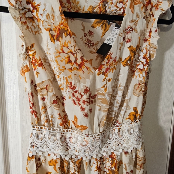 NWT Size XS Allegra K Orange and Cream Floral Midi Dress - Picture 6 of 7